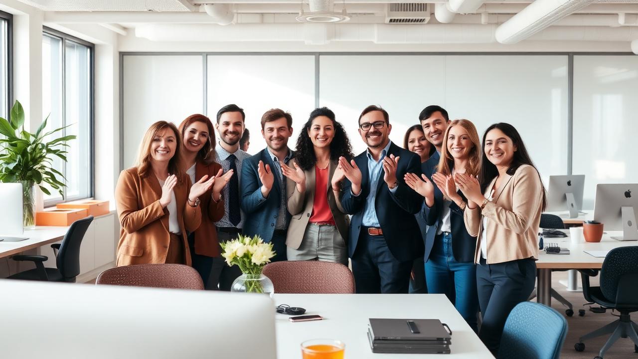 Illustrative image: a team applauding and celebrating a milestone